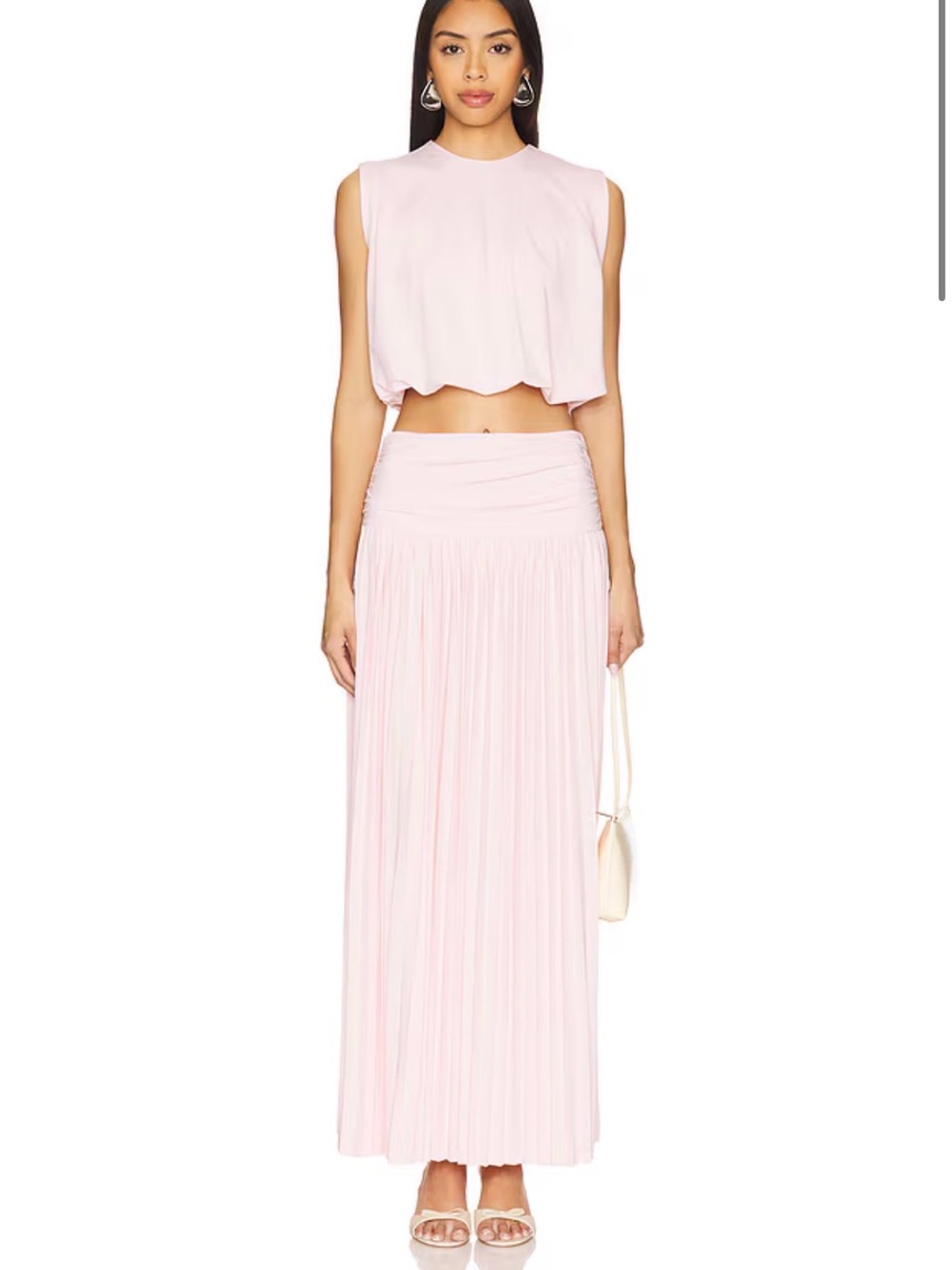 More to Come Pink Two-Piece Pleated Maxi Skirt Set